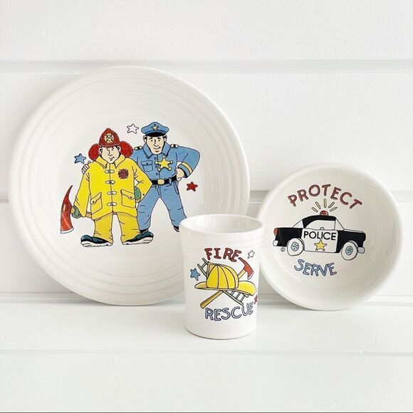 Fiesta RARE Vintage Hometown Heroes 3 Piece Childs Place Setting New With Box - Picture 3 of 13